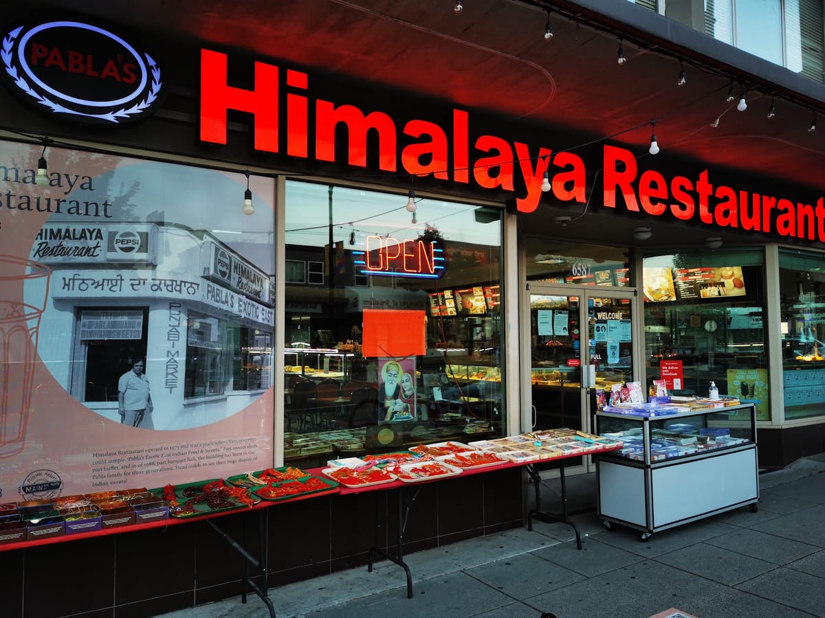 Himalaya Restaurant storefront on Main Street, Vancouver
