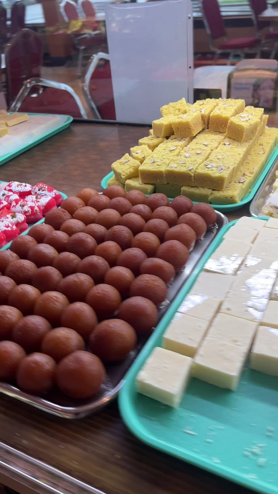 Gulab jamun and barfi at the Himalaya sweets counter
